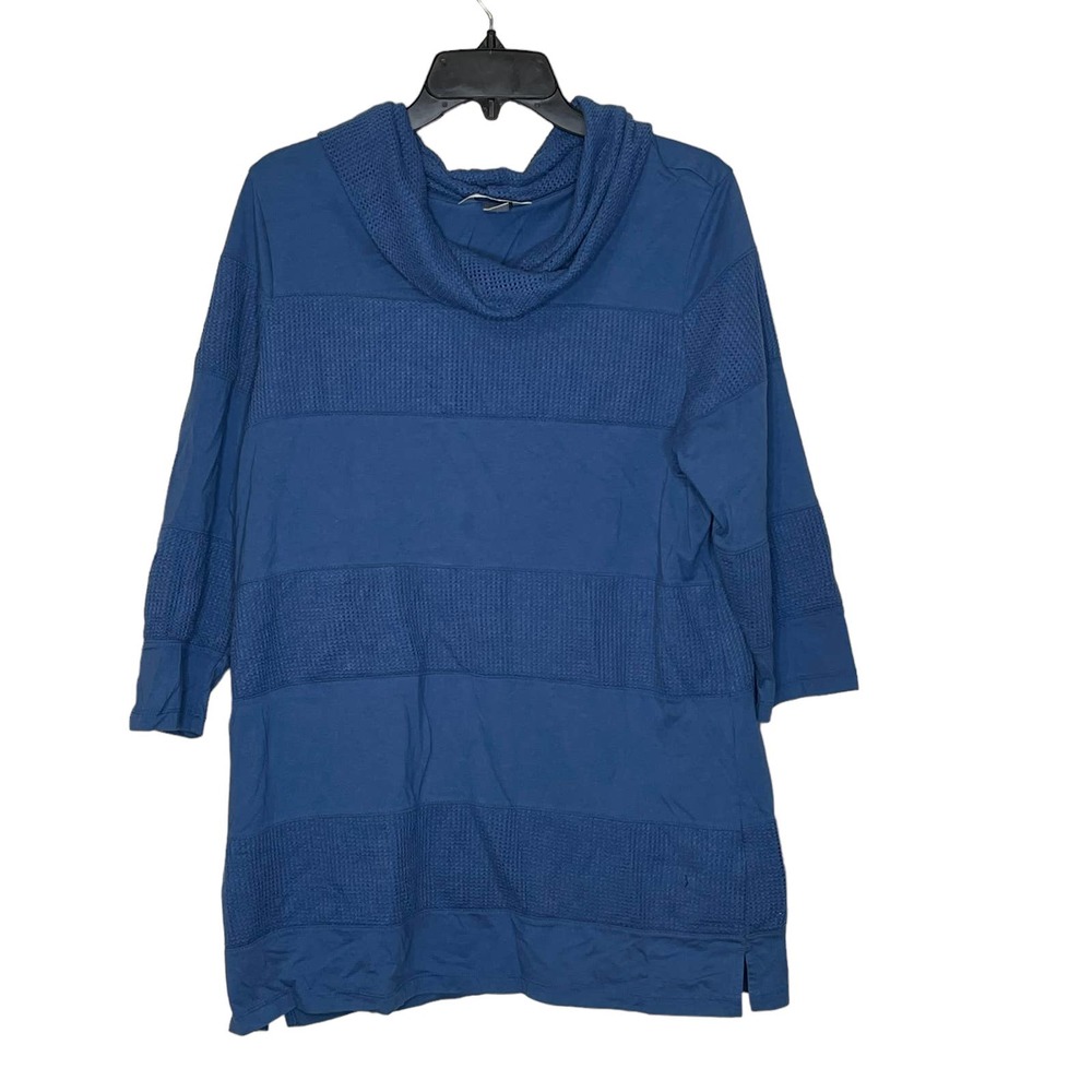 Christopher & Banks Cowl Neck Modal Mesh Oversize Sweater 3/4 Sleeve Women Large